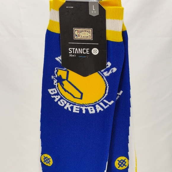 NWT Stance x NBA Golden State WARRIORS HWC WARMUP CREW Socks Size L - Picture 2 of 12